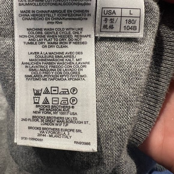 BROOKS BROTHERS Men's Supima Cotton Sweater Vest V-Neck Layering Soft Gray L - Picture 6 of 6